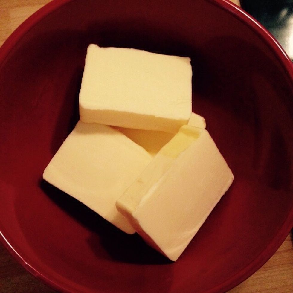 Chop the butter in a bowl and melt it in the microwave