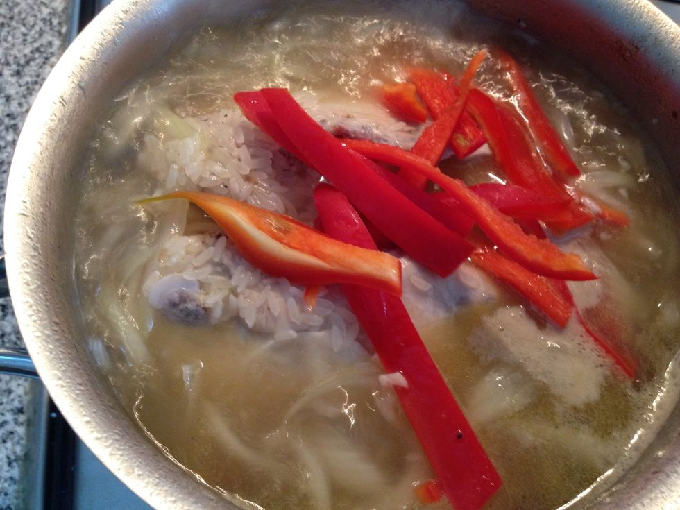 chop the capsicum and add some spoons of rice