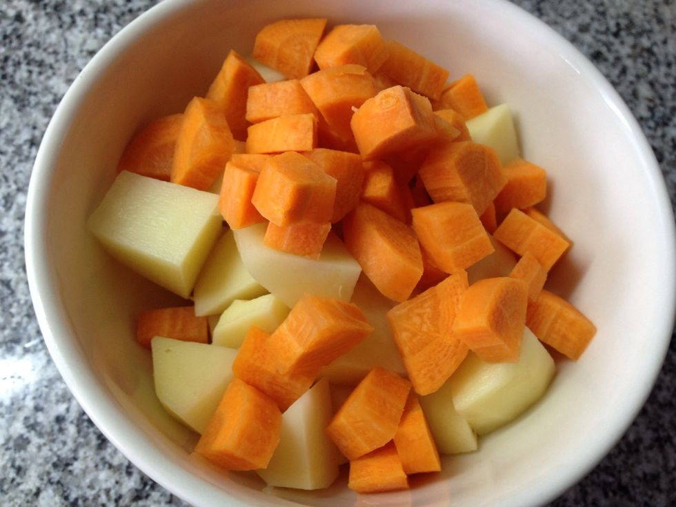chop the carrot and potato