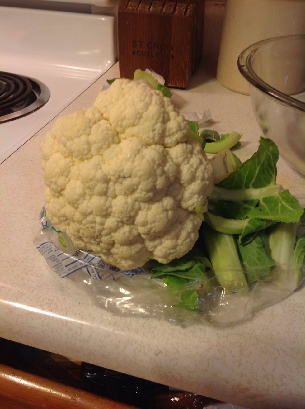 Chop the cauliflower into bite size
