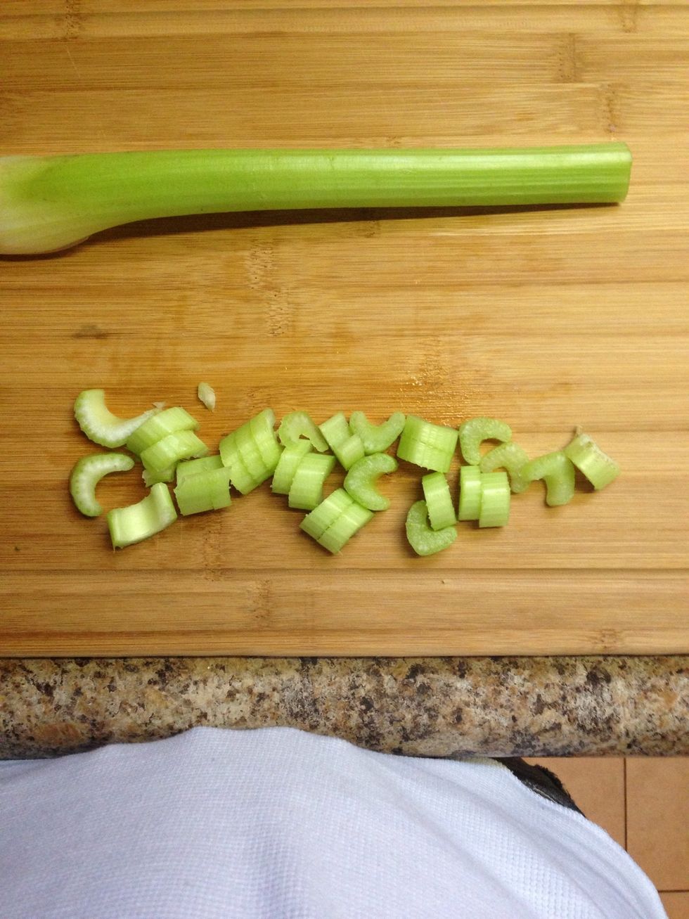 Chop the celery sticks.
