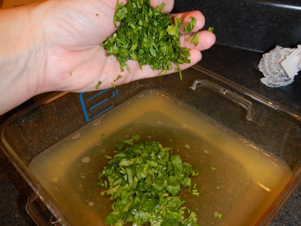 Chop the cilantro and add directly to the marinade.