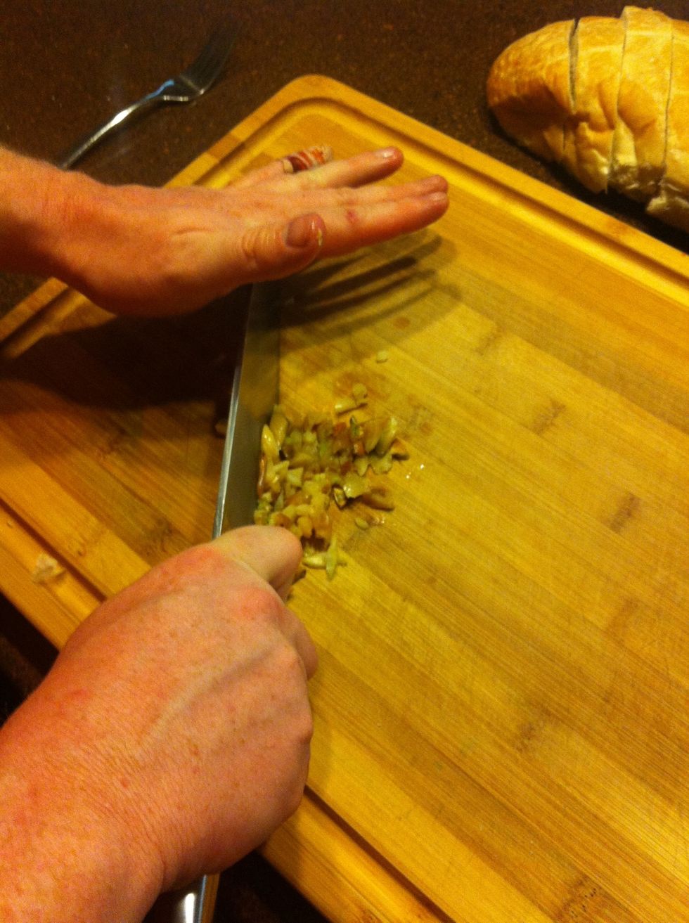 Chop the cloves coarsely. They will be quite soft, and may simply mash into a paste. No worries.