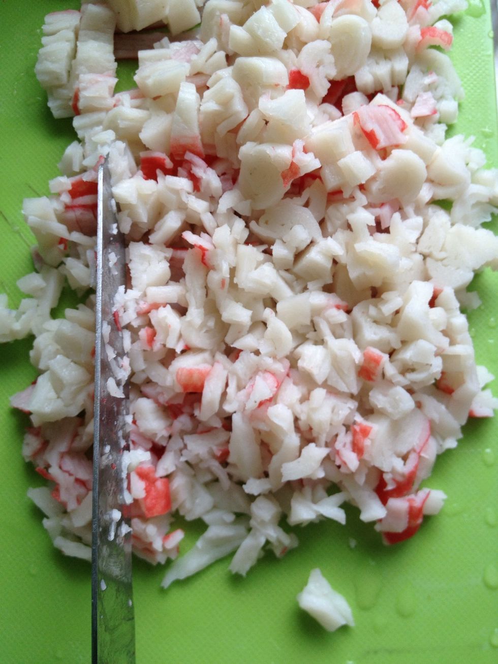 Chop the crab as small as you wish