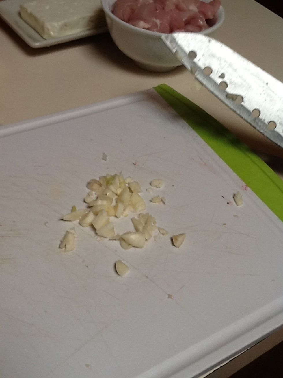Chop the garlic.