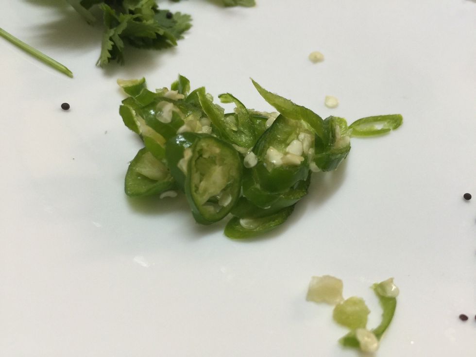 Chop the green chilli