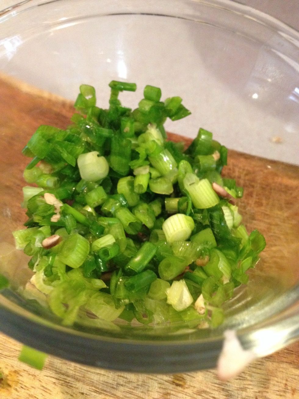 Chop the green onions.