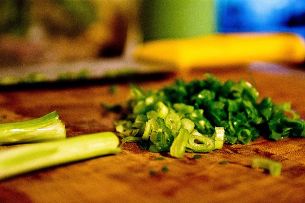 Chop the green onions.