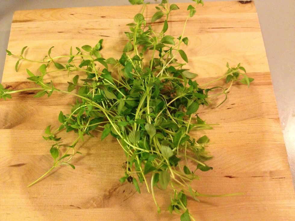 Chop the herbs. I had thyme..