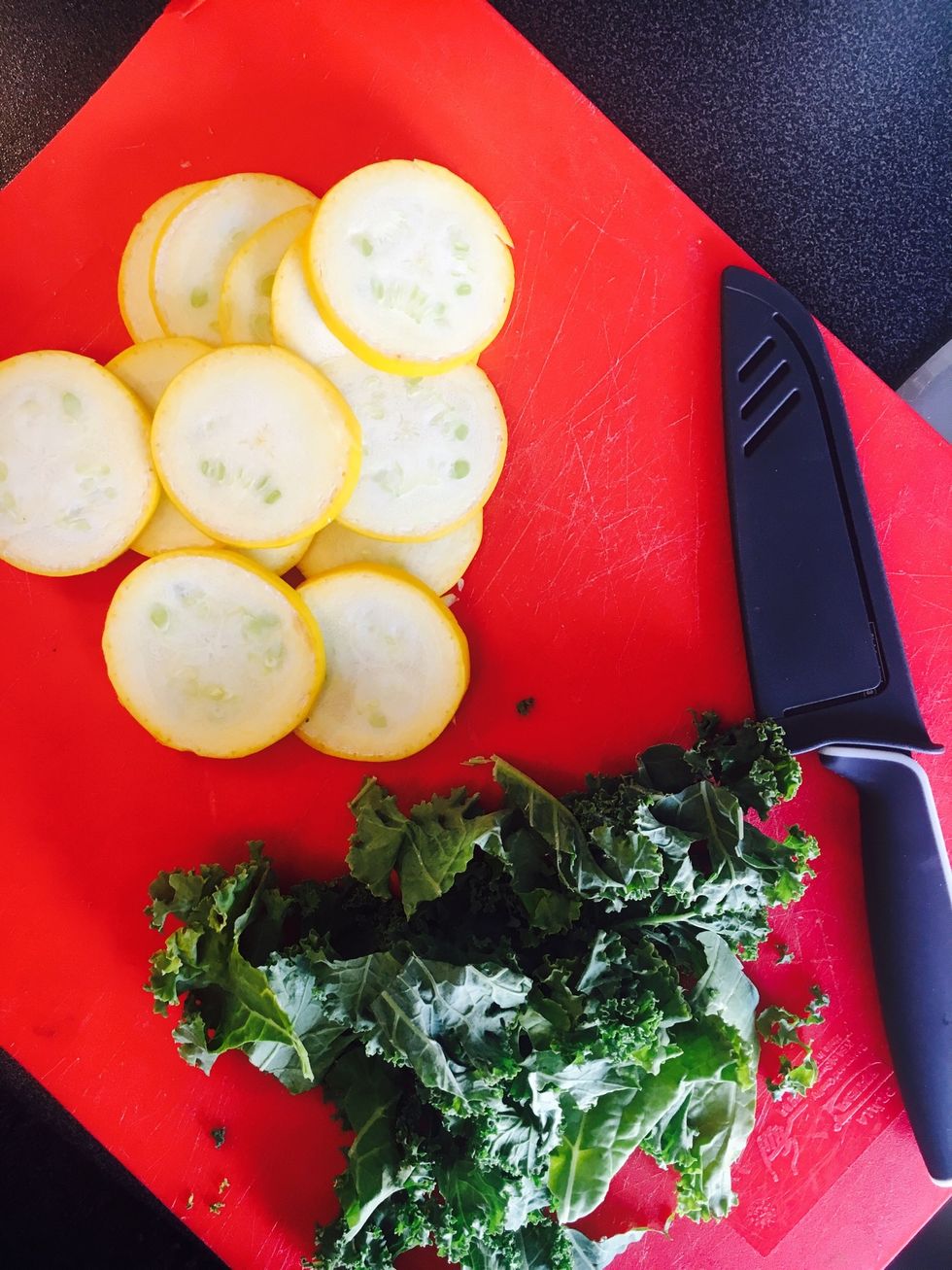 Chop the kale and summer squash