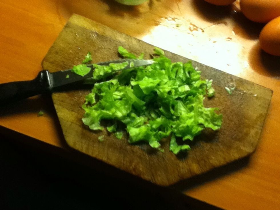 Chop the lettuce very small