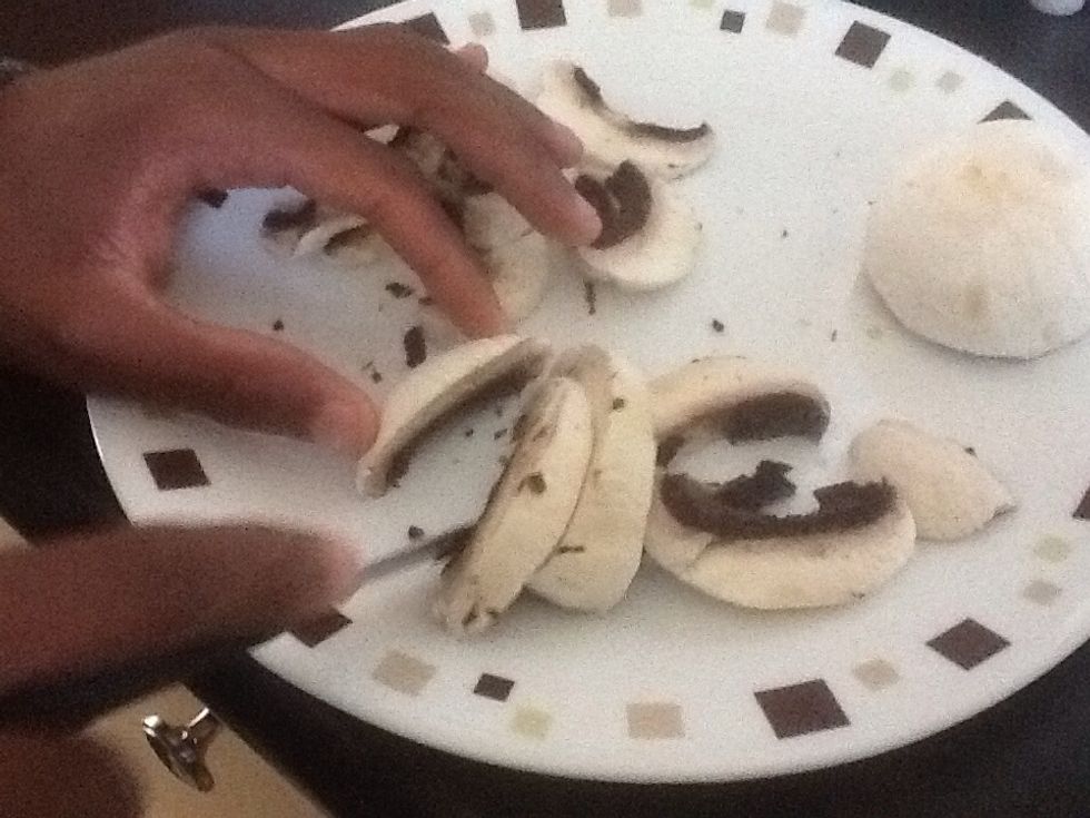 Chop the mushrooms.