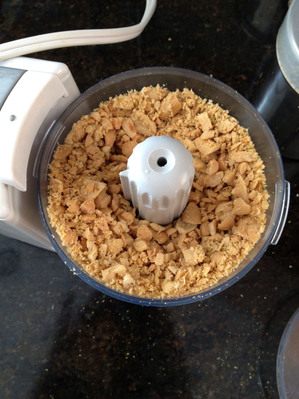 Chop the nuts until they look like this. Not too fine not too chunky.
