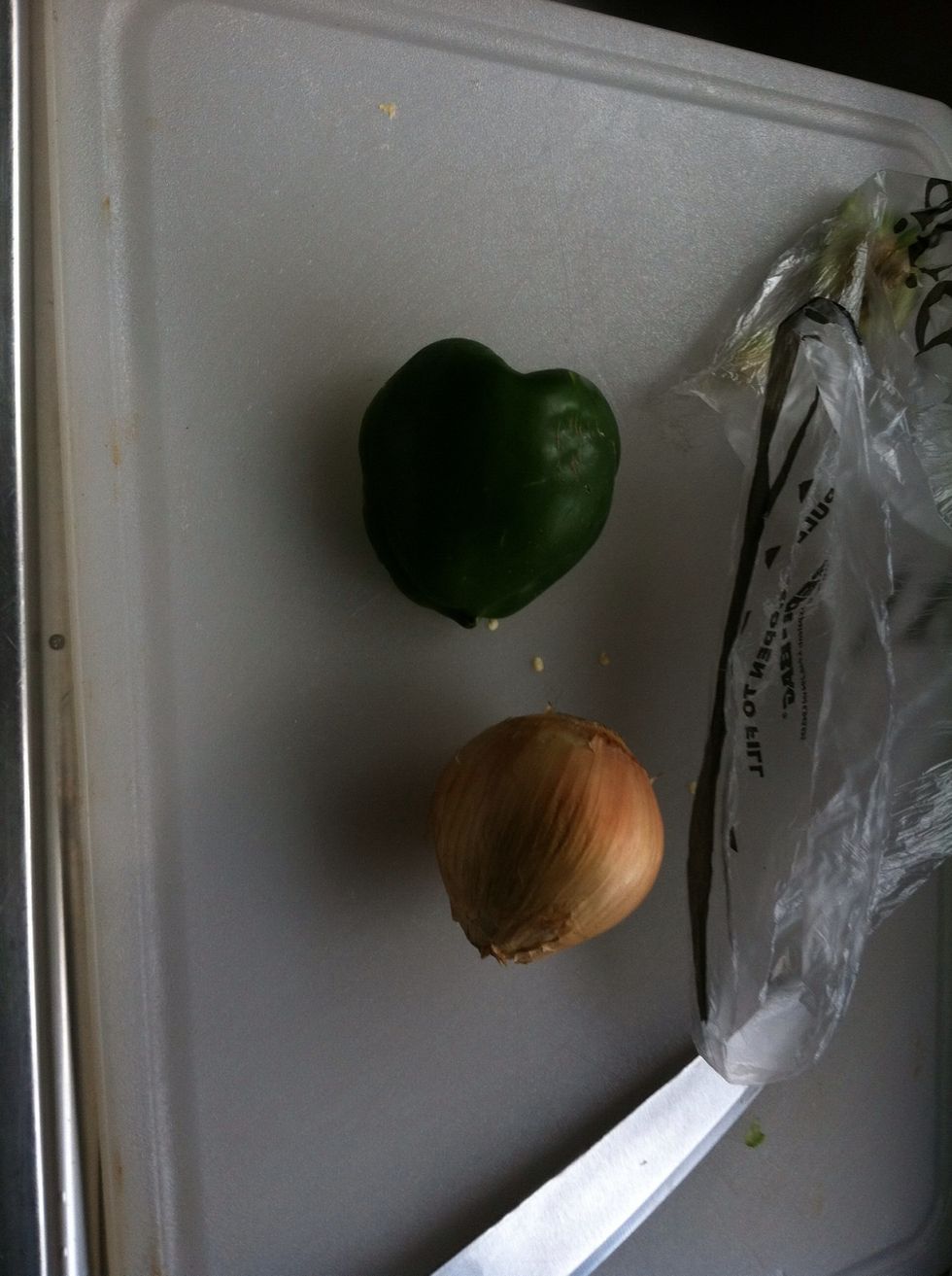 Chop the onion and bell pepper
