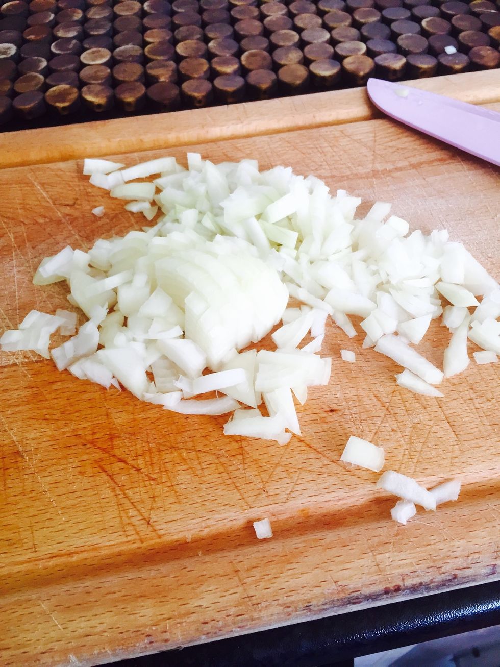 Chop the onion finely. Start cooking until they are transparent