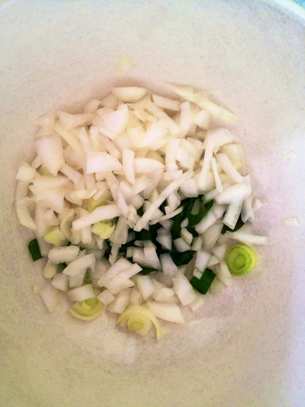 Chop the onion. I only used one because my dad is semi-allergic to onions.