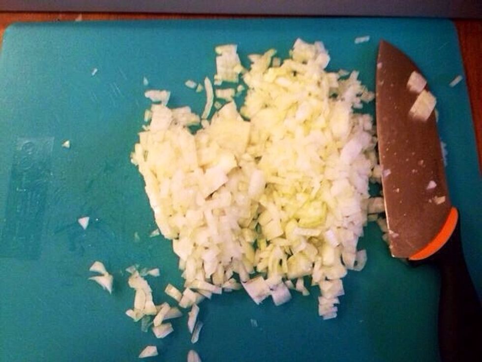 Chop the onions and garlic.