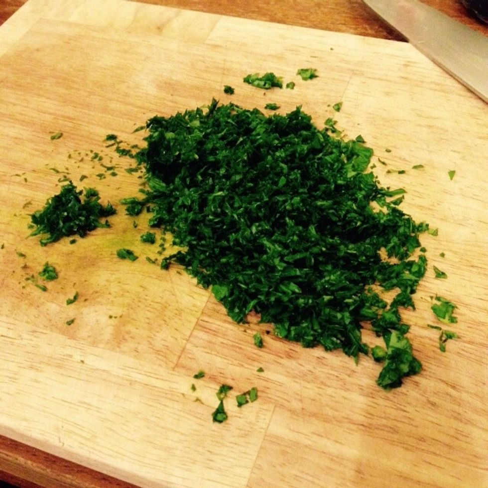 Chop the parsley leaves finely