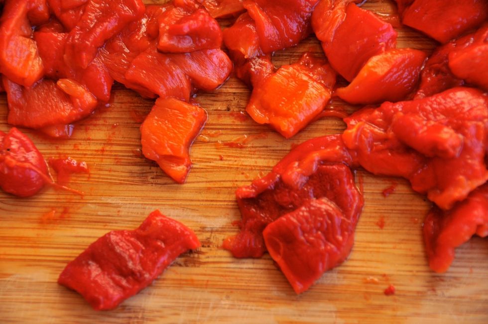 Chop the peppers into bite-size pieces. Rustic is good so don't stress making everything uniform. Place in bowl and get ready to add the secret ingredient: French Made Easy from worldseasonings.com.