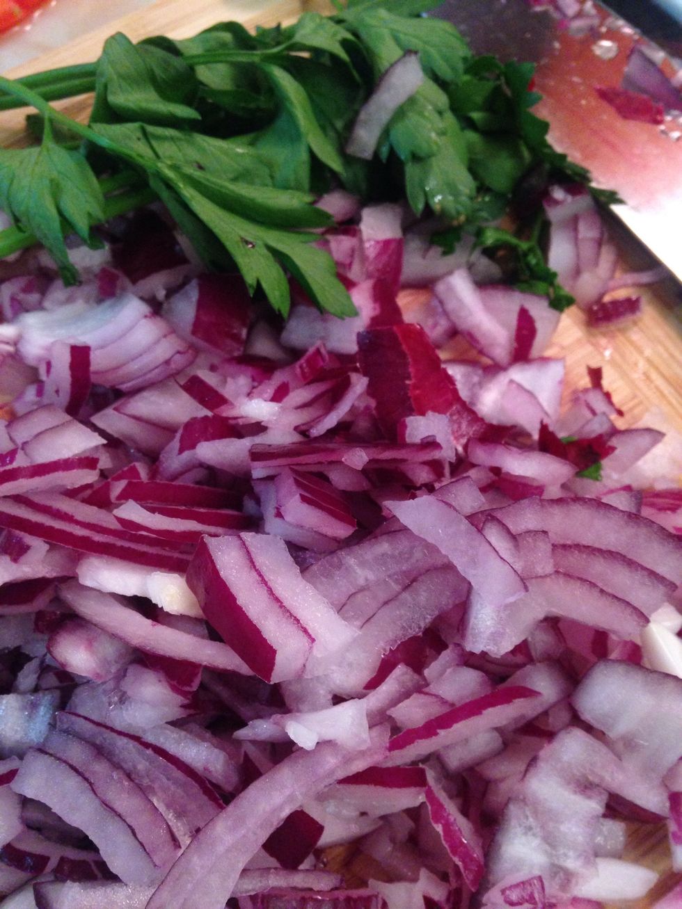 Chop the red onions