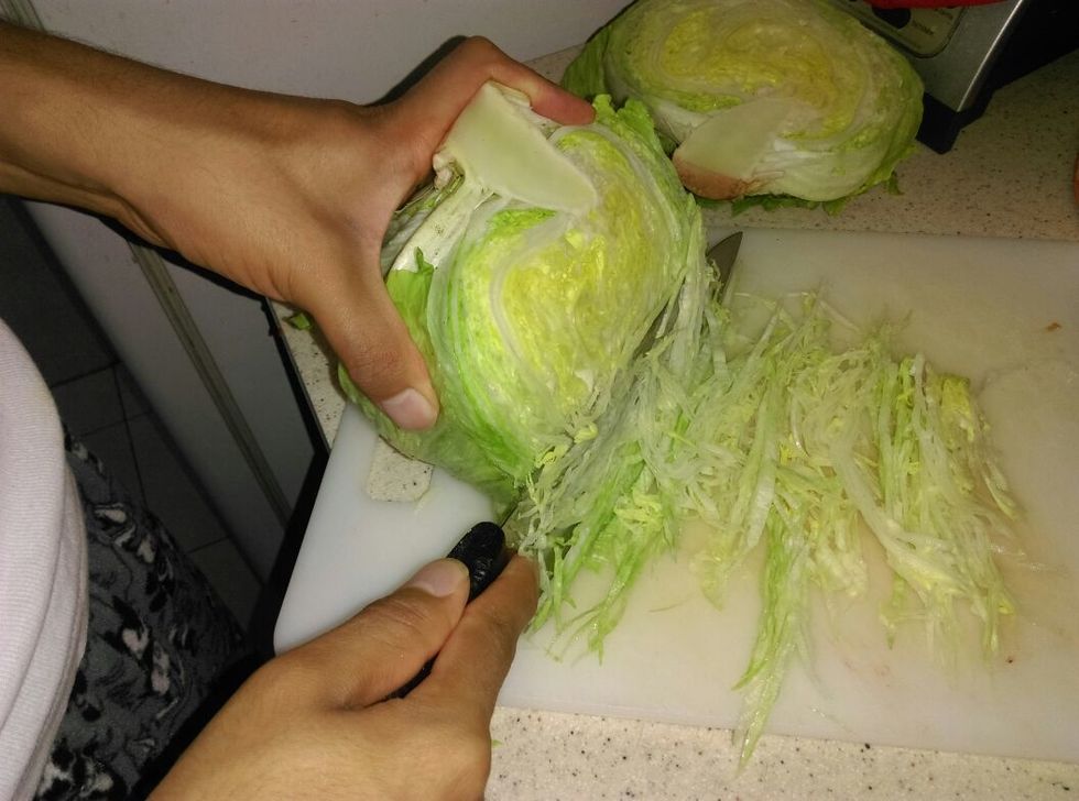 Chop the romaine lettuce