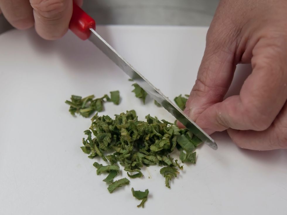 Chop the sage and thyme and set them aside.