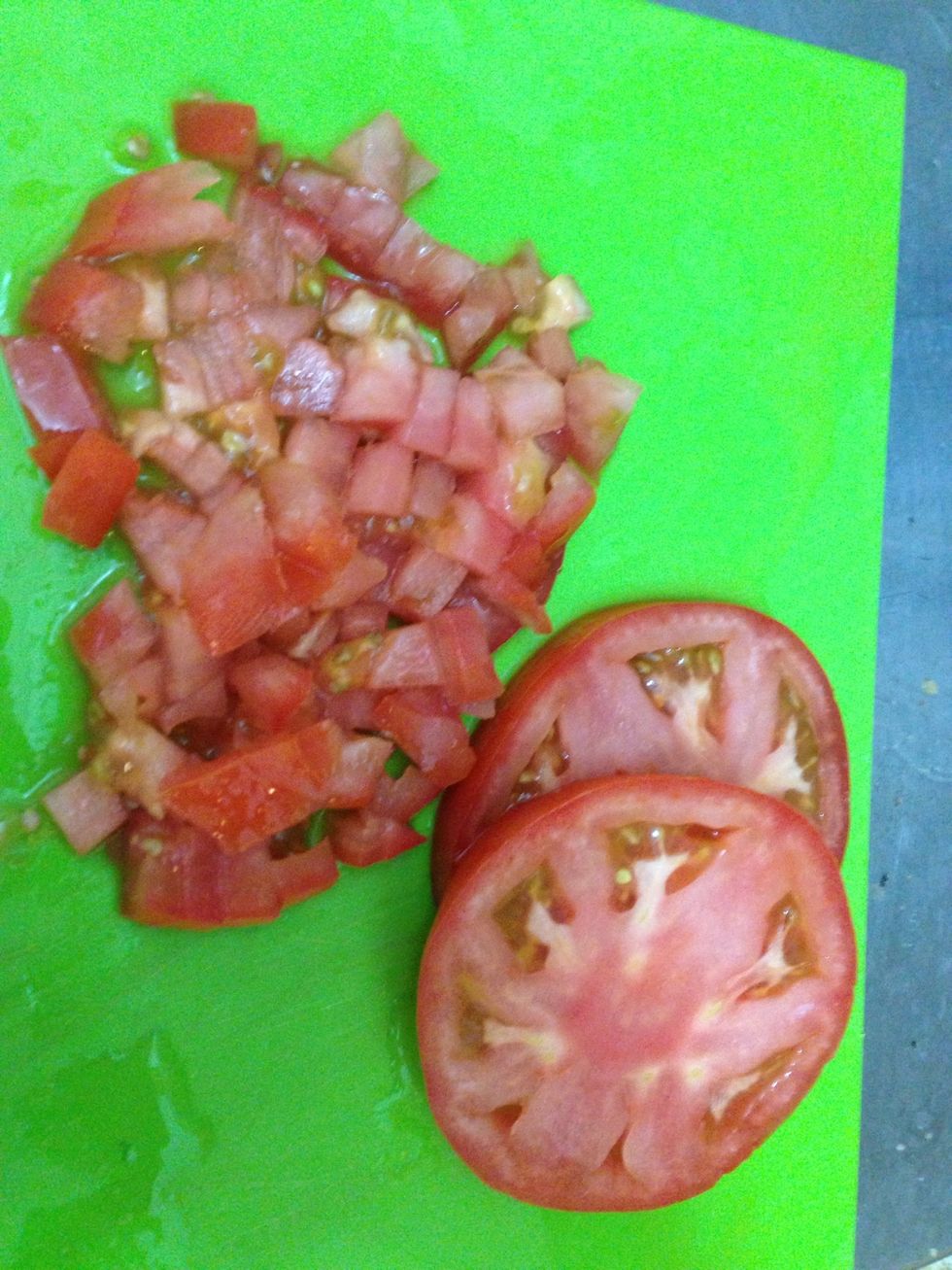 Chop the tomato into small cubes