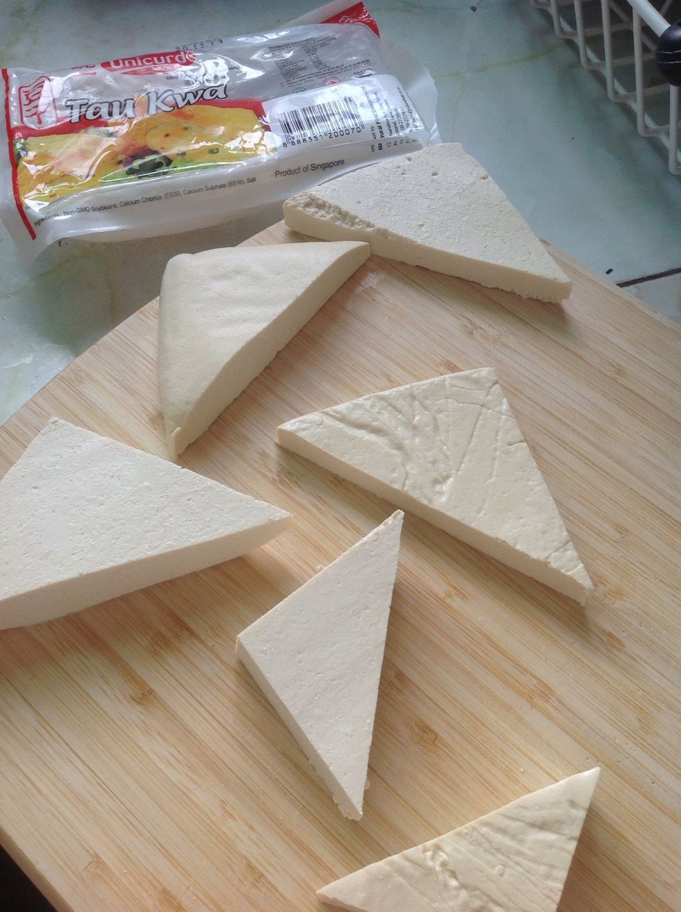 Chop tofu to whatever shape u want :)