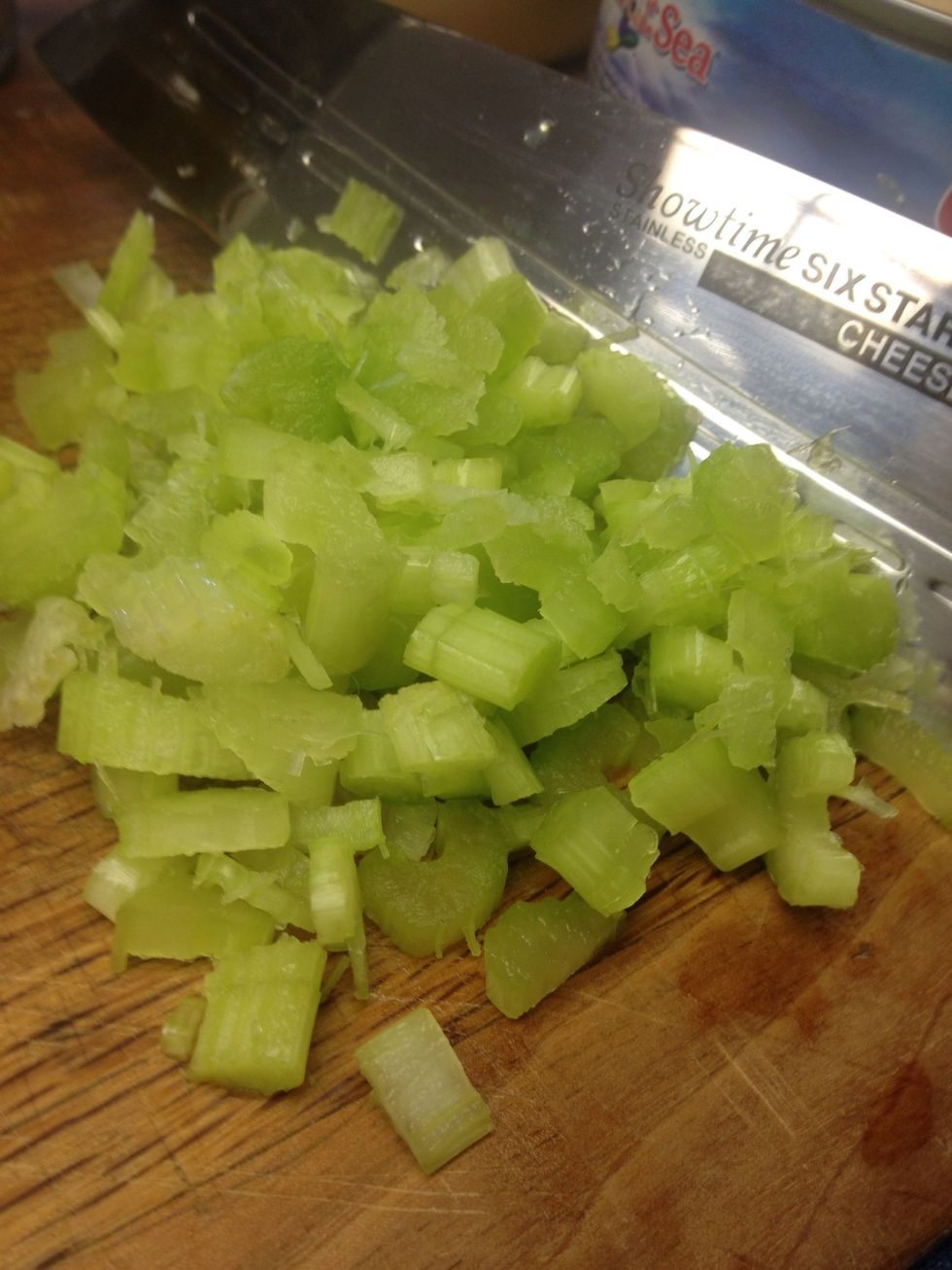 Chop two stalks of celery