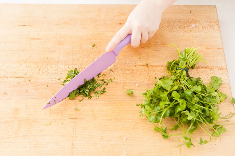 Chop two tablespoons of cilantro.