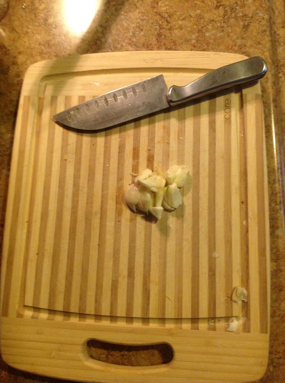 Chop up 5 cloves of garlic
