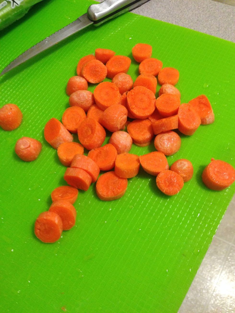 Chop up 8 baby carrots or 2-3 regular size carrots.