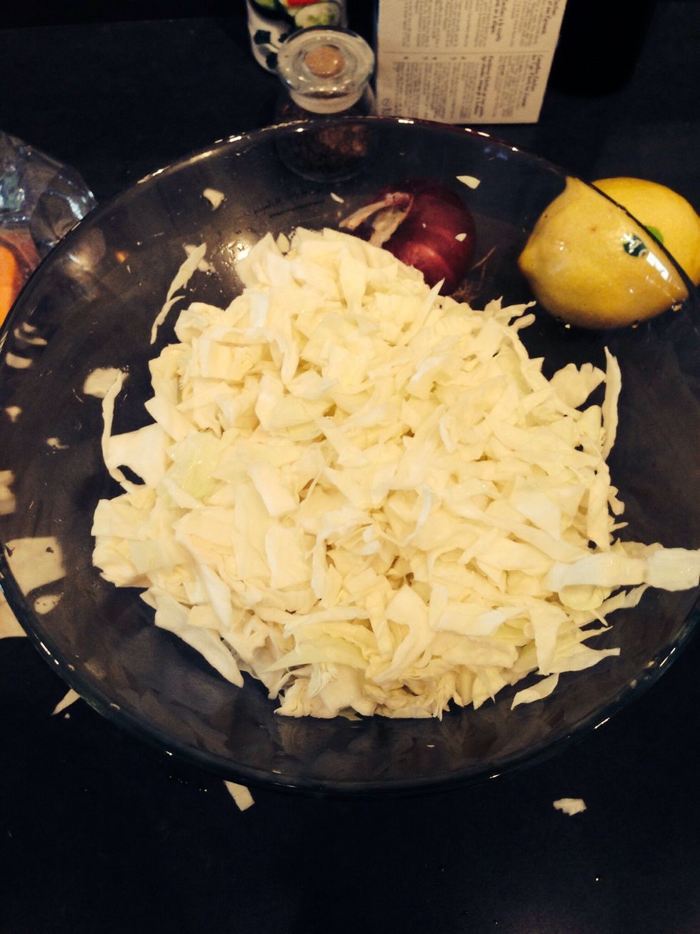 Chop up a cabbage into thin slices