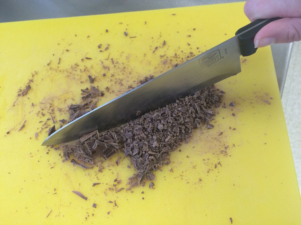Chop up a couple of chocolate bars into fine pieces.
