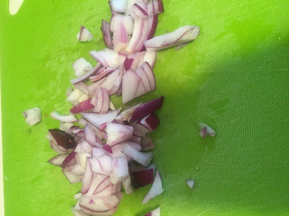 Chop up about a 1/4 cup of onion
