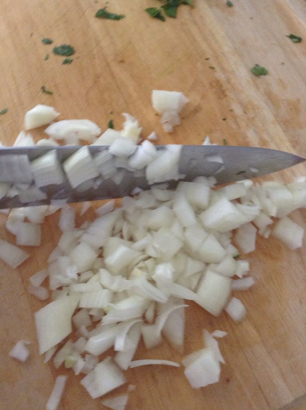 Chop up an onion.