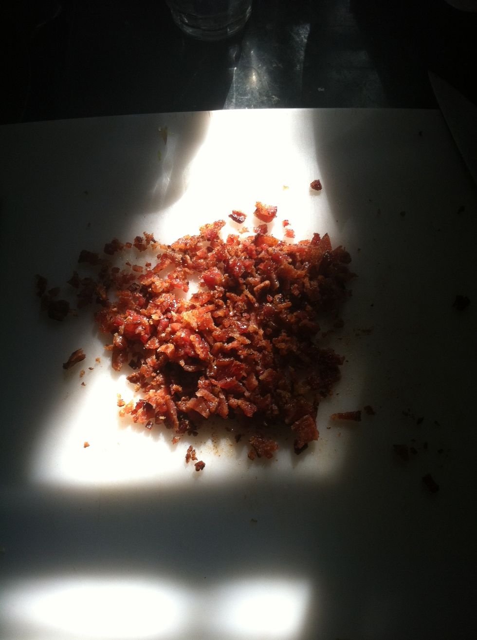 Chop up four of the pieces left, leaving another 4 for toppings later on