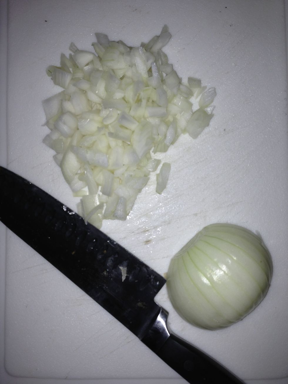 Chop up half a sweet, white onion into small pieces.