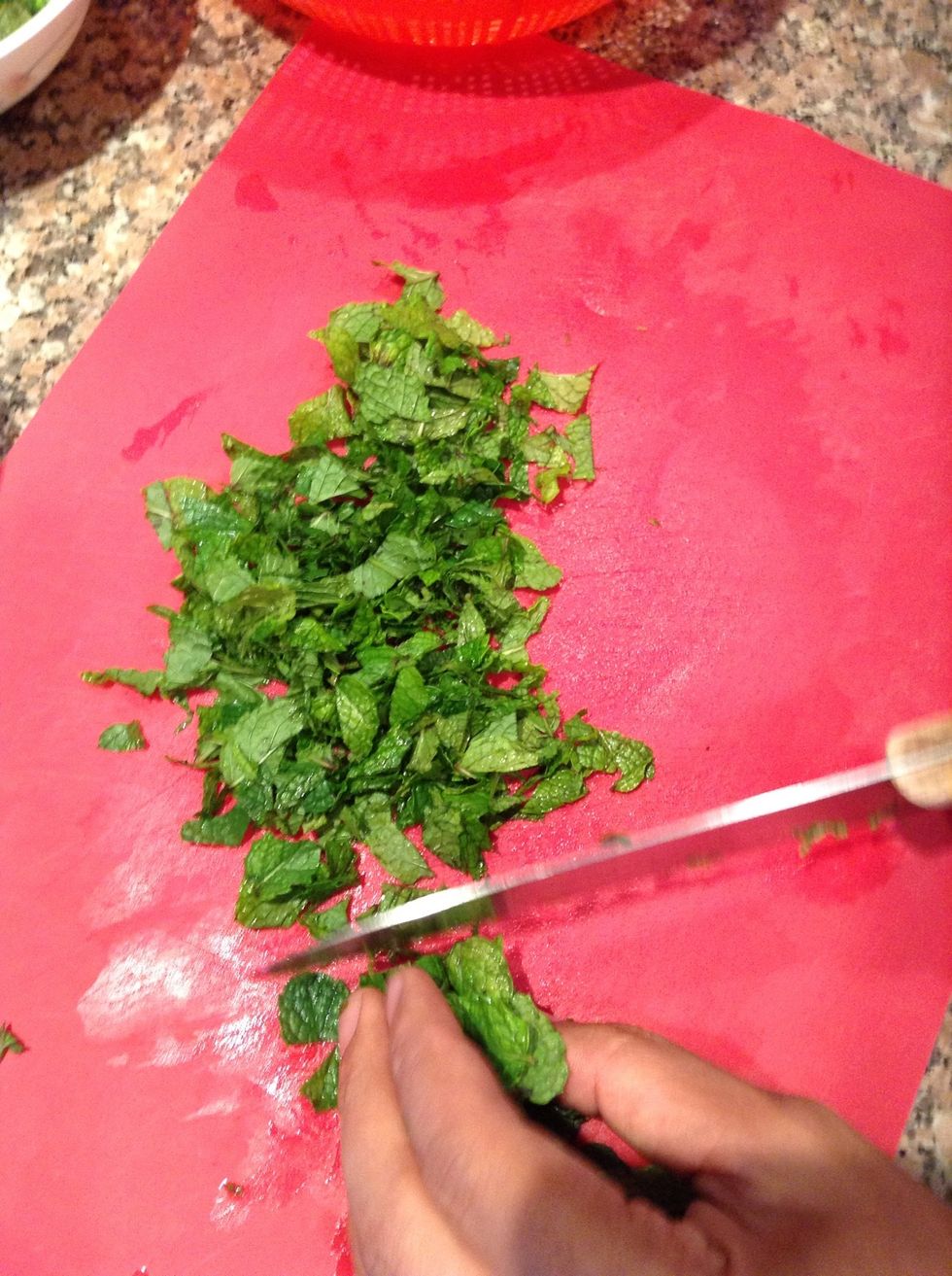 Chop up mint.