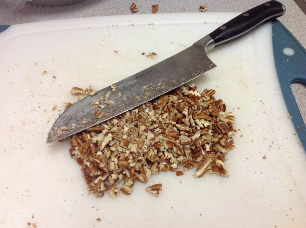 Chop up pecans until they look like this