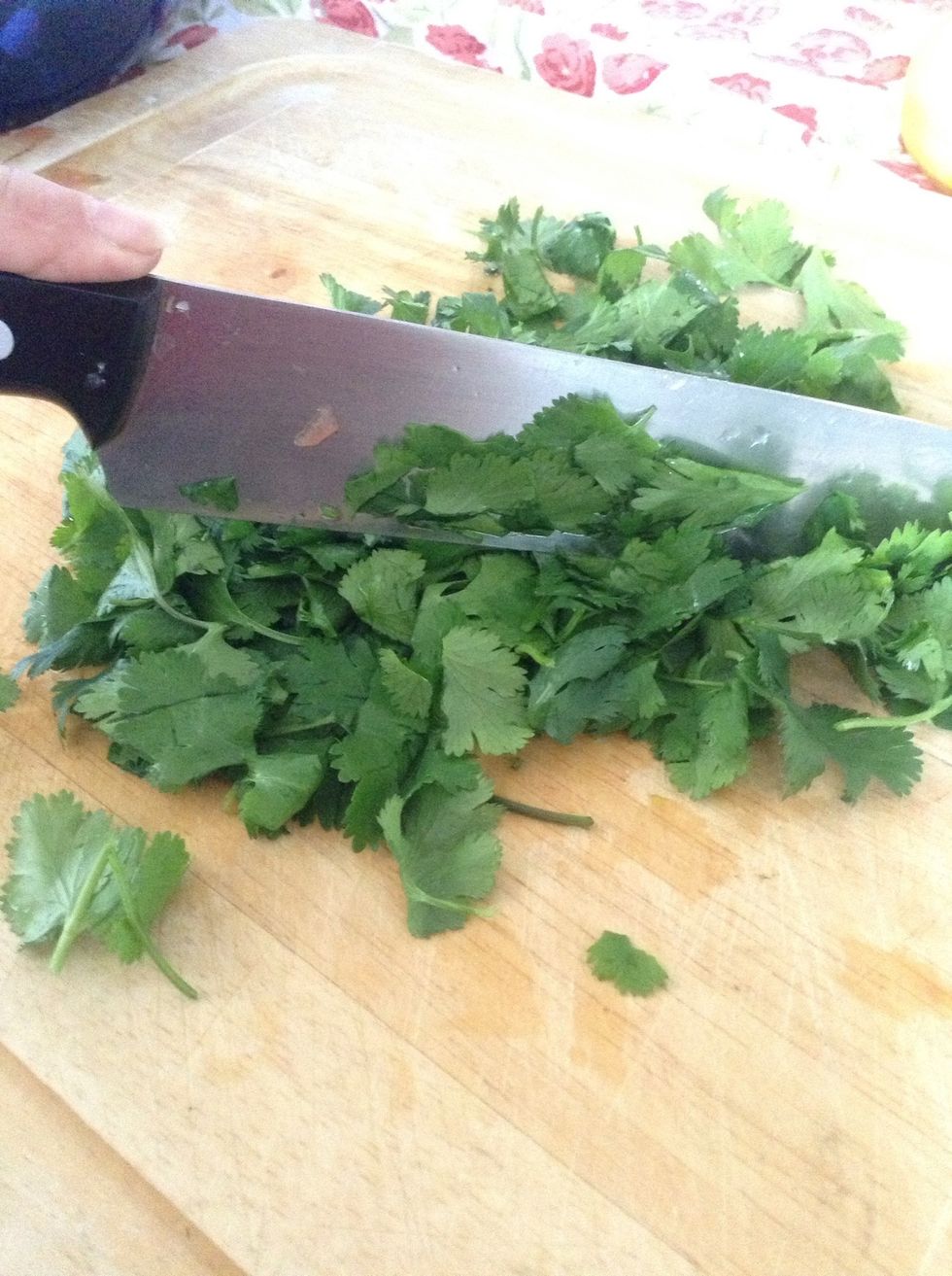 Chop up the cilantro. . .