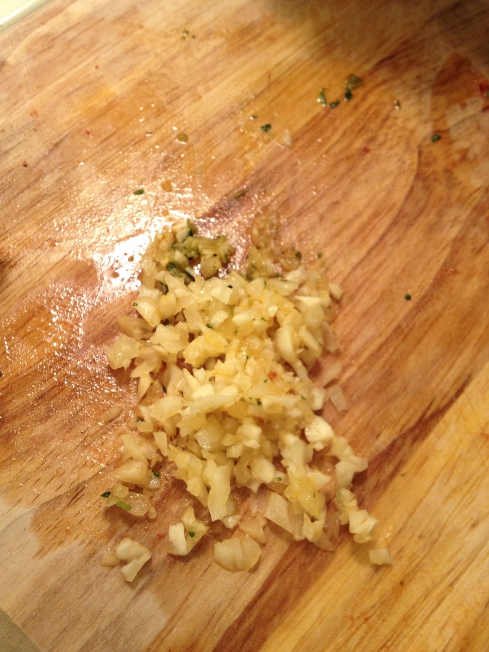 Chop up the garlic as well...