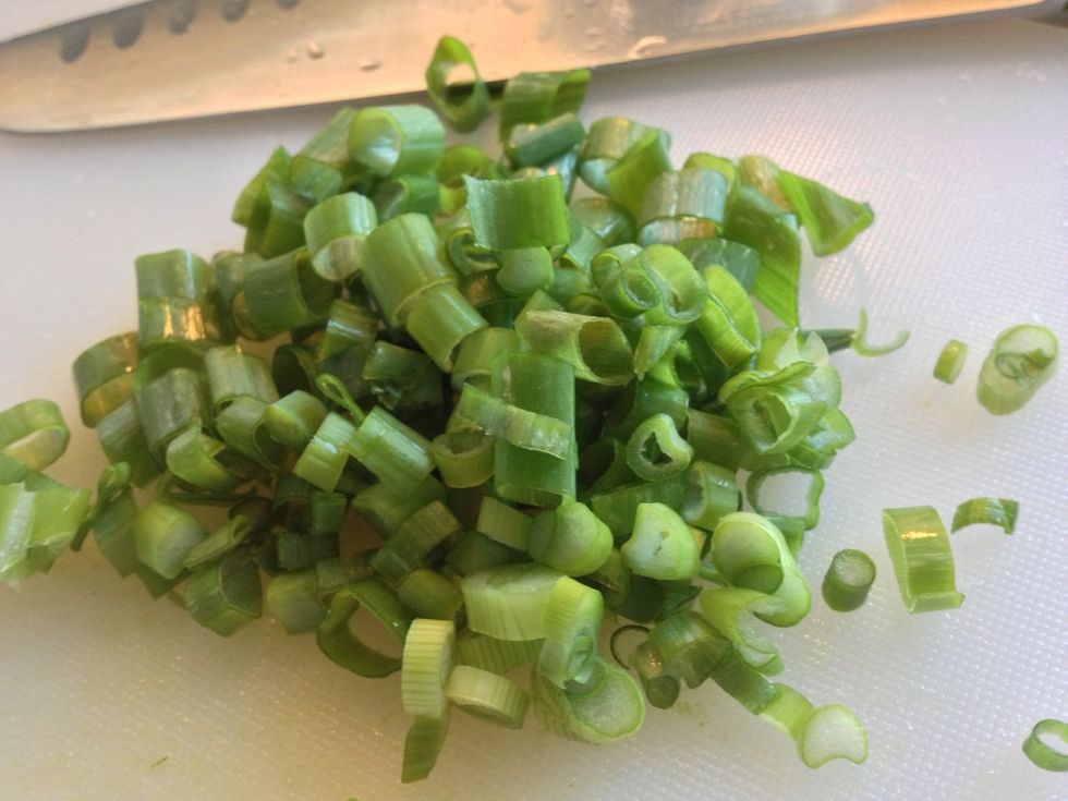 Chop up the green onion. You can use a brown onion if you like, I just can't eat them.
