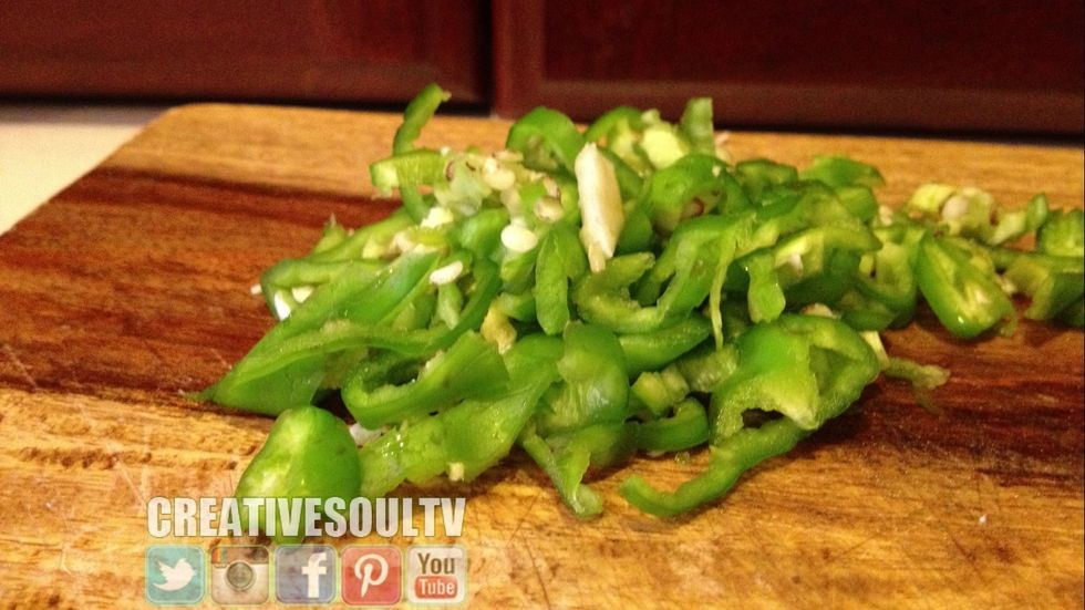 Chop up the Jalapeno peppers.