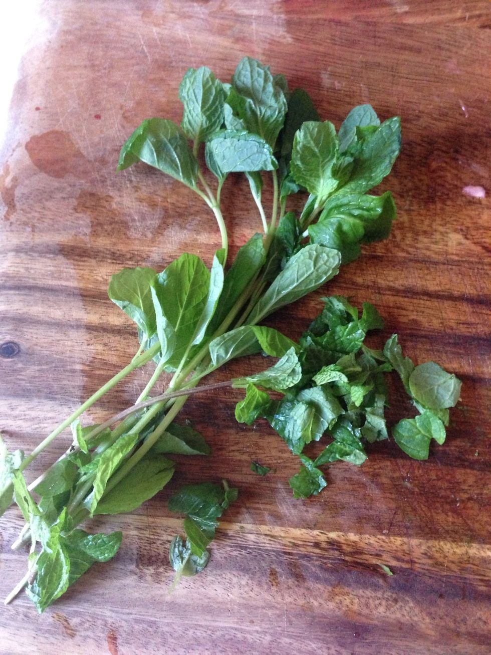 Chop up the mint. It doesn't have to be perfect.