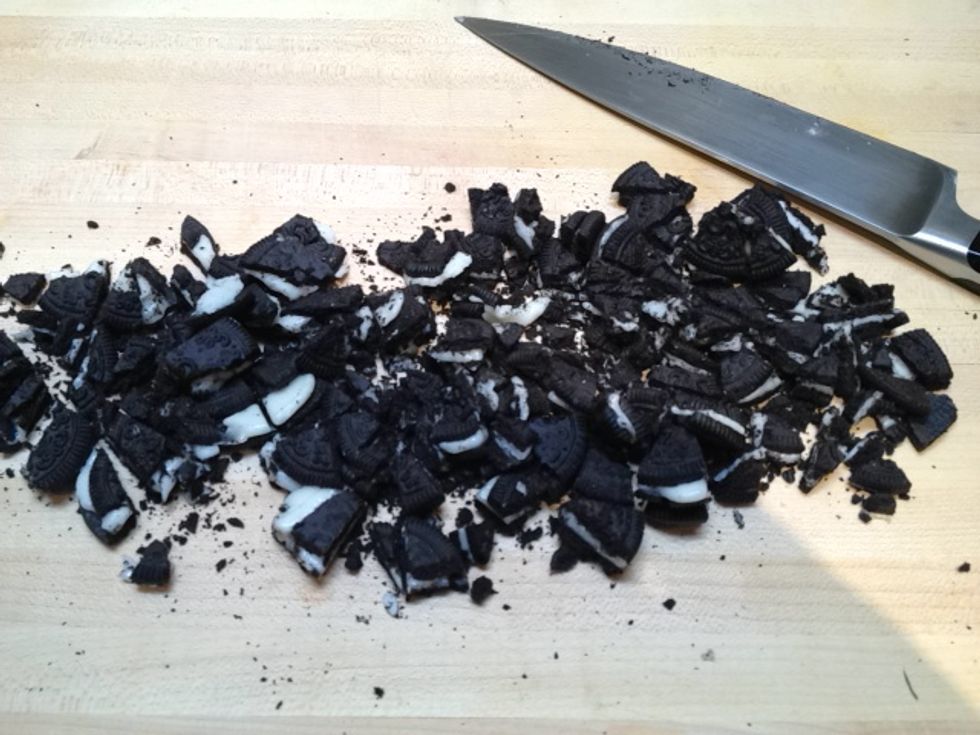 Chop up the Oreos into small chunks.