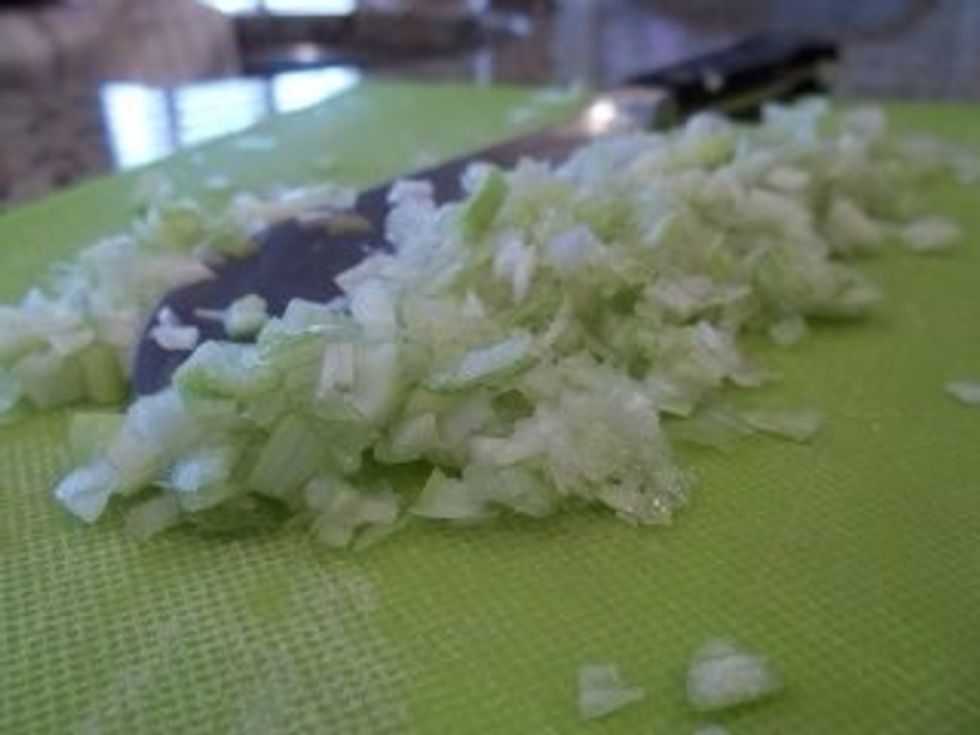 Chop up your green onions these need to be FINE! Use the whites of the onion and a little of the tender green parts.