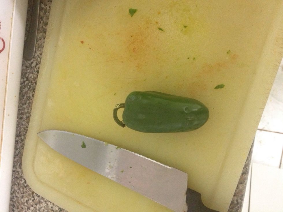 Chop up your jalape\u00f1o (you can substitute any hot pepper you like, or leave it out).