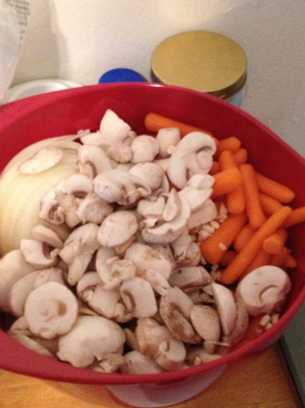 Chop vegetables I added mushrooms optional