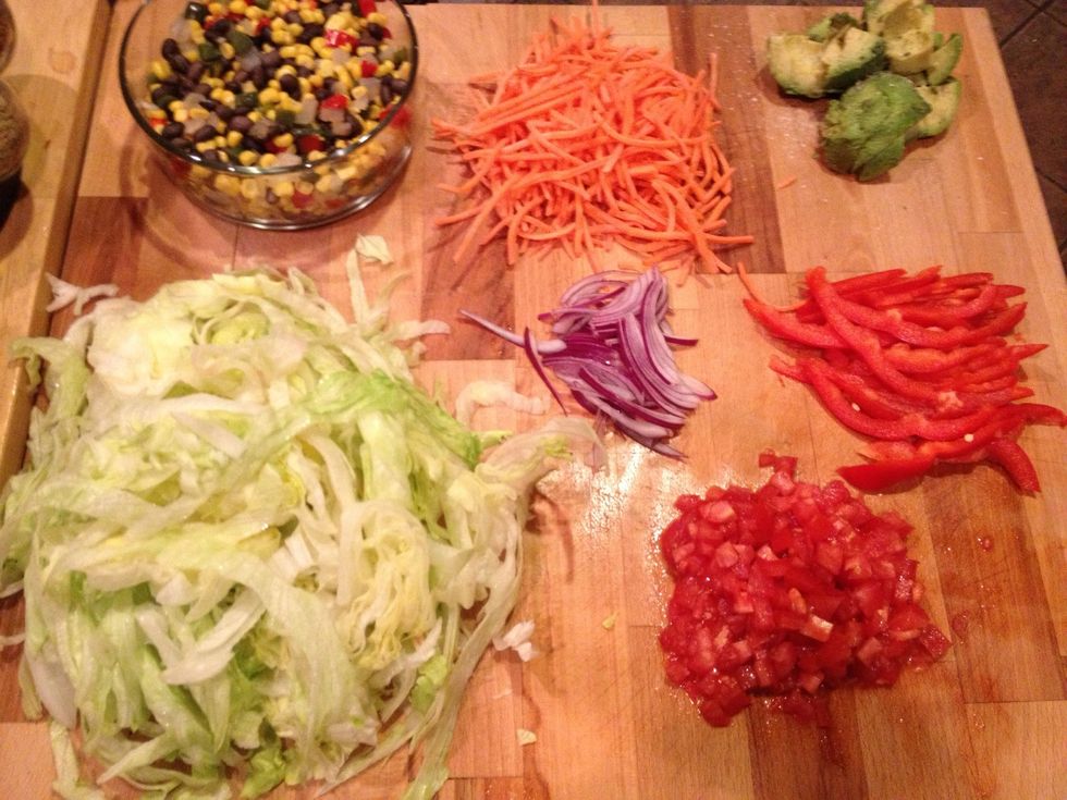 Chop veggies! Black bean salsa can be found in the canned goods and frozen sections of your local grocer. If I really feel like chef'n I'll make my own.